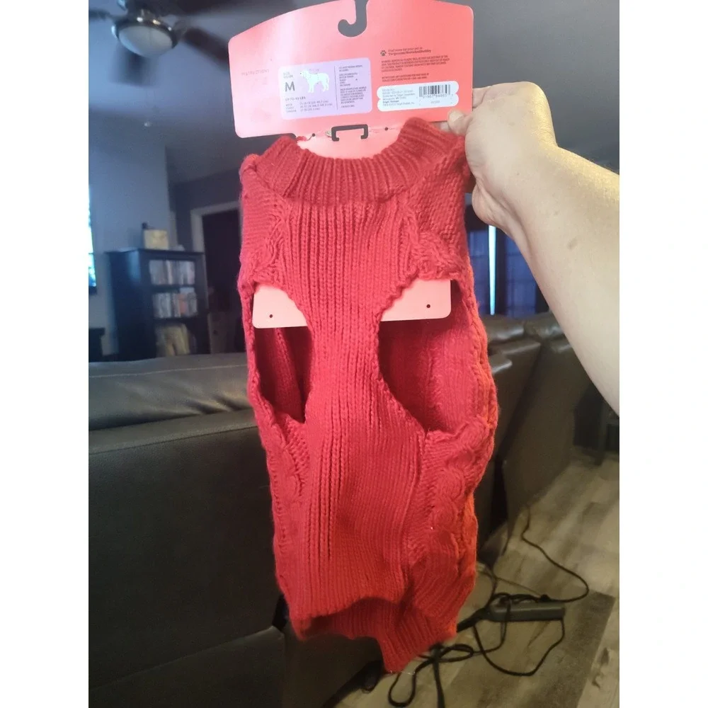 Boots & Barkley Size Medium (up to 40lbs) Red Cable knit Pet Sweater